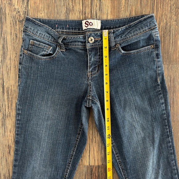 SO Beta Skinny Jeans Womens Juniors 7 Average Blue Denim Dark Wash Embroidered - Picture 6 of 13